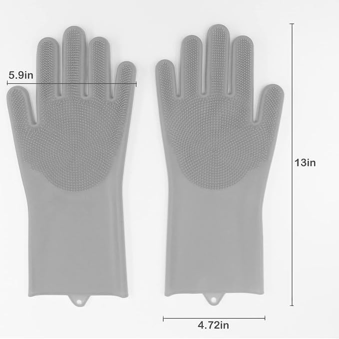 Silicone Pet Grooming Gloves Dog Washing Gloves for Bathing Massaging | 3,000 Soft Bristles, Non-slip & Extended Sleeves, Heat Resistant & Dishwasher Safe, For Cats and Dogs, Home/Car Cleaning
