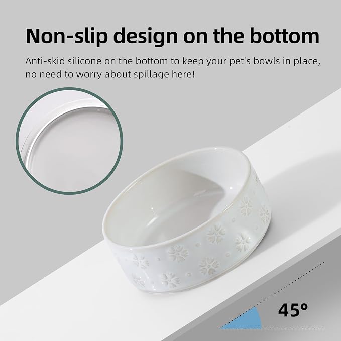 Havniva 5.1" Elevated Dog Bowls Ceramic Raised Dog Bowl with Non-Slip Stand (Acacia Wood) Two Height Options, Dog Food & Water Bowl for Small Breed Dogs Puppy - 1.6 Cups 13.5 oz