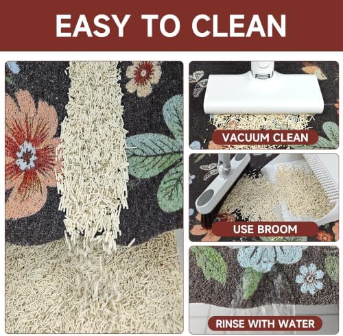 Cat Litter Mat,35"x23" Large Cute Litter Box Mat,Traps 100% Litter
