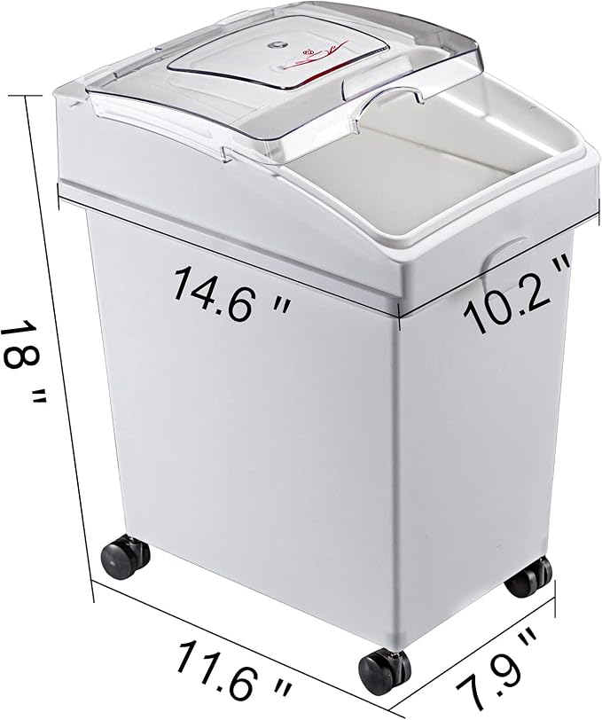 VEVOR Ingredient Bin, 5.2 Gallons Capacity Ingredient Storage Bin, 3 Pcs/Set, PP Material Flour Bins On Wheels, White Shelf Ingredient Bin with Scoop and Sliding Lid, Commercial Storage Bins