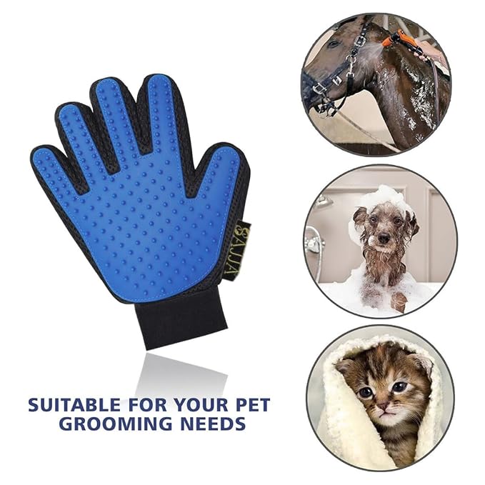 2-in-1 Pet Grooming Gloves 2-Pack – Double-Sided Deshedding & Pet Hair Remover for Dogs & Cats – Gentle Massage Glove – Lint Remover for Furniture & Clothing