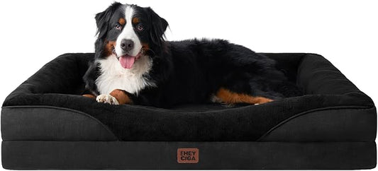EHEYCIGA Orthopedic XXL Dog Bed for Large Sized Dog, 52x41 Inch Extra Large Memory Foam Dog Couch Bed with Sides, Waterproof Liner & Washable Removable Cover, Bolster Pet Sofa, Black