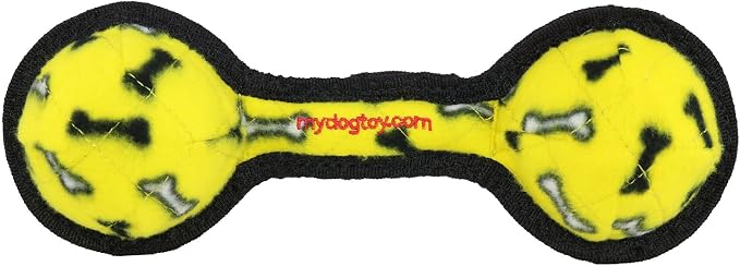 TUFFY® : 2 Ball Tug Dog Toy: Ultra Durable Plush Toy with Multiple Layers & Reinforced Seams, Washable and Floats, Original Construction
