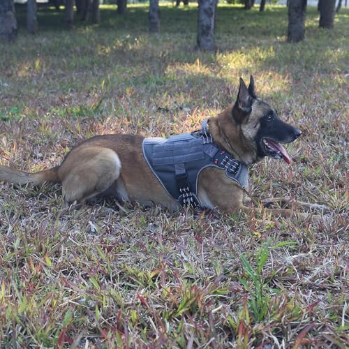 ICEFANG Tactical Dog Harness for Large Dogs,Reflective No Pull Dog Vest