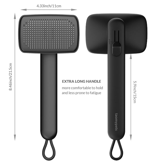 Self Cleaning Shedding Brush Grooming Tool for Long and Short Haired Dogs Cats Deshedding Hair Removal (Black)