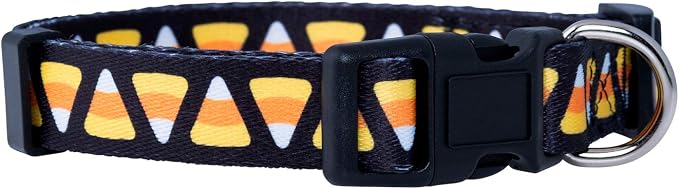 Native Pup Halloween Dog Collar- Spooky Fall Themed Horror Costume Collars- Skull, Pumpkin, Ghost, Bat, Witch, Candy Corn, Spider- Adjustable for Small, Medium, Large Breeds (Medium, Candy Corn)
