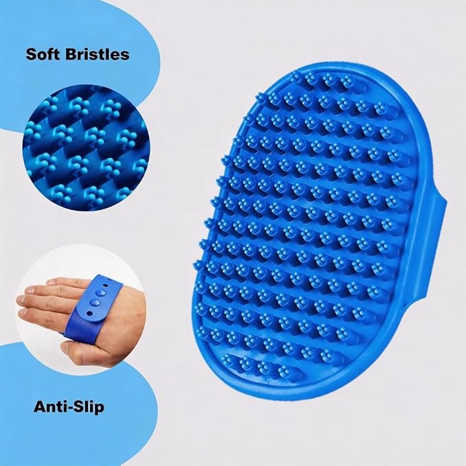 3PCS Dog Bath Brush Set | Dog Washing Gloves with Shampoo Brush, Dog Scrubber with Adjustable Handle, Pet Shower Brush for Bath, Massage and Grooming