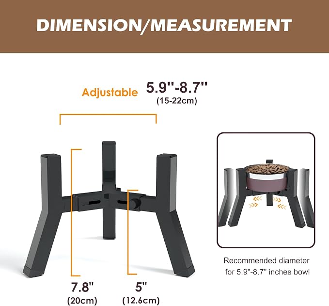 Elevated Dog Bowl Stand for Small Dogs, Adjustable Width 5.9-8.7", Raised Dog Food Water Bowls Holder, Bowl Not Included