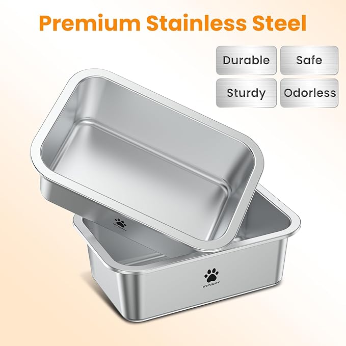 URPOWER 2 Pack 1.25 Gallon Large Dog Water Bowl, Thickened Stainless Steel Dog Water & Food Bowls with Non-Slip Mat, Spill-Proof Metal Pet Bowl Set for Medium, Large, X-Large Dogs, Indoor/Outdoor Use
