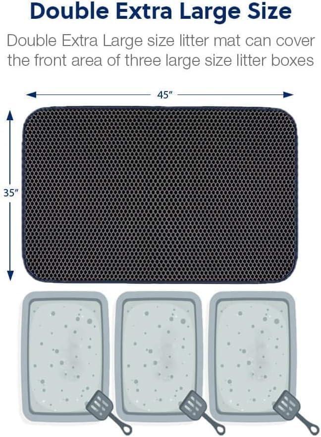 WePet Cat Litter Mat, Kitty Litter Trapping Mat, Honeycomb Double Layer Mats, No Phthalate, Urine Waterproof, Easy Clean, Scatter Control, Catcher Litter Tray Box Rug Carpet
