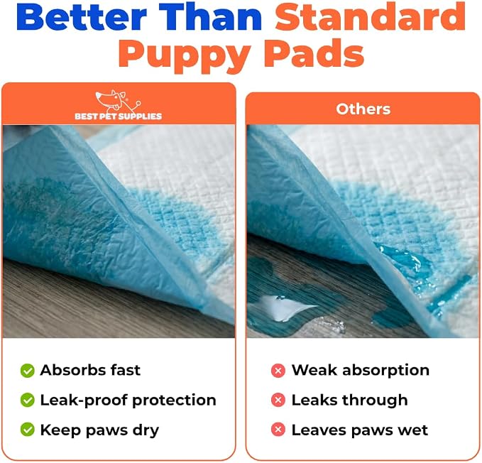 Best Pet Supplies Puppy Pads (22.5 x 22 Inches) - Disposable, Dog Training Potty, Super Absorbent Baby Blue Puppy Pee Pads for Dogs (300 Count)