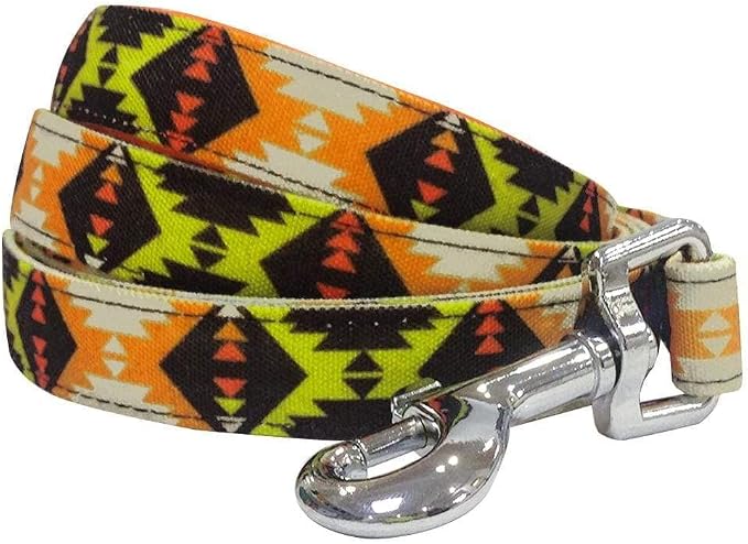 Blueberry Pet 2 Colors Southwestern Vintage Tribal Print Dog Leash with Soft & Comfortable Handle, 5 ft x 5/8", Extravagant Orange, Small, Leashes for Dogs