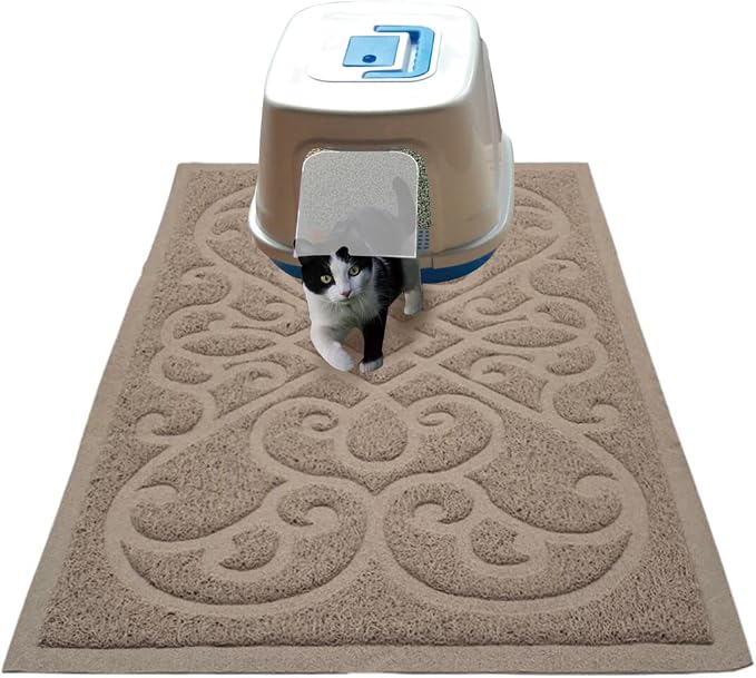 PetLike Cat Litter Box Mat, Thick Kitty Litter Trapping Mat, Durable,Waterproof &Washable with Non-Slip Backing, Soft on Kitty Paws and Easy to Clean, BPA Free