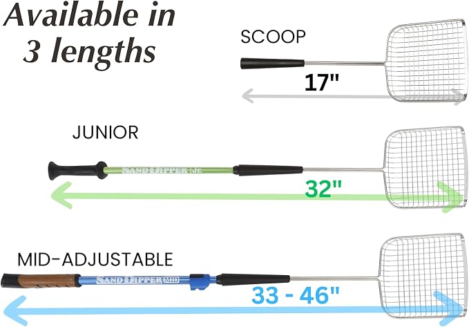 Sand Dipper Cat Poop Scooper & Chicken Poop Scooper - Rugged Big 6" Square Stainless Steel Long Handle for Home Kitty Litter Scoop & Farm Chicken Coop Scooper (Mid-Adjustable)