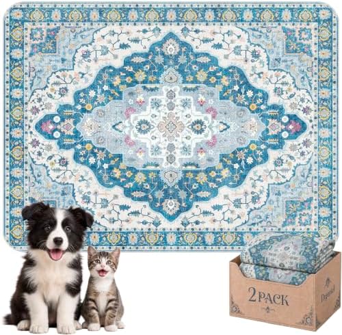 Washable Pee Pads for Dogs,Super Absorbent Reusable Puppy Potty Training Pads,Waterproof,Leak-Proof & Non-Slip Potty Pads for Floor,Whelping,Crates,Bed(Indigo Sky, 18"x24")