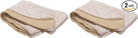 Furhaven Replacement Dog Bed Cover Ultra Plush Faux Fur & Suede Contour Luxe Lounger, Machine Washable - Cream, Medium (Pack of 2)