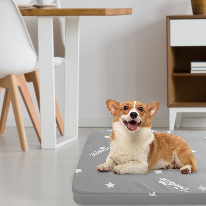 Waterproof Dog Bed for Large/Medium Dog, Memory Foam Dog Beds & Furniture | 38” x 26" x 1.5" for Large Sized Dogs With Anti-slip & Washable Removable Cover, Soft Flannel Top Pet Beds, Grey
