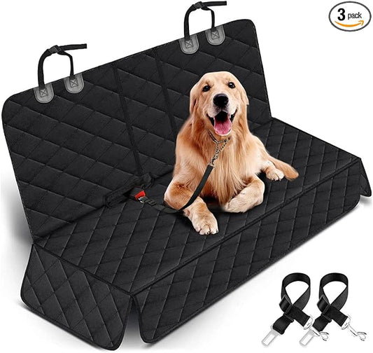Yuntec Dog Car Seat Cover, Back Seat Cover for Dogs Pet Car Seat Protector Waterproof Rear Seat Cover Durable Car Seat Cover, fits Middle Armrest for Most Cars SUVs Trucks (53” Width)- Black
