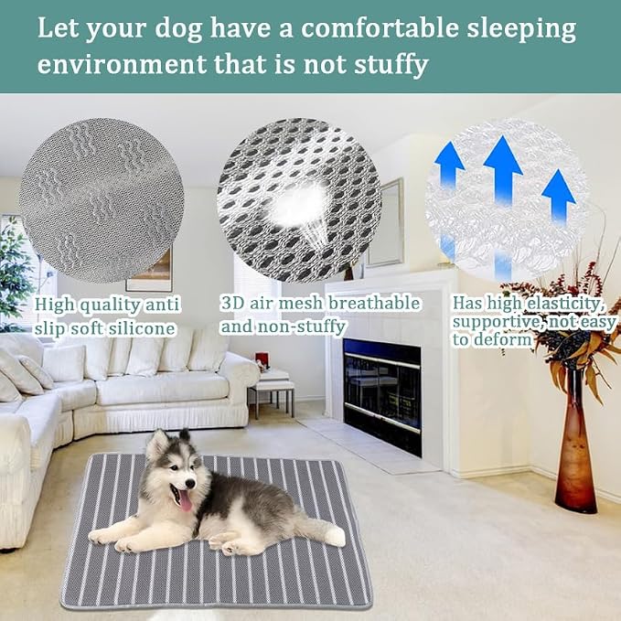 REEZEIVI Breathable 3D Air Mesh Pet Mat,Anti-Slip Bottom,Washable,30X19 | Dog Crate mat / Pet Crate pad,Anti-Slip Bottom,Non-stuffy,Machine Washable
