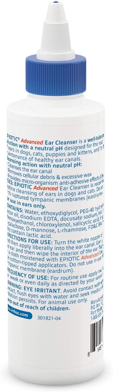 Epiotic Advanced Ear Cleanser|Gentle Ear Cleanser for Dogs and Cats | Neutral pH routine dog ear wash and cat ear cleaner dries wet ears, cleanses wax & debris to smell fresh and clean