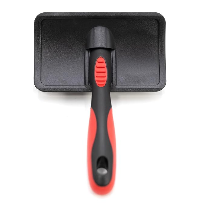 Jeffers Pet Hard Pin Universal Slicker Brush for Dogs, Cats, Horses – Firm Bristles Grooming Tool, Detangling, Tangle Free Coat, Mats, Shedding, Curved Head, Travel Friendly, Easy Storage - Medium