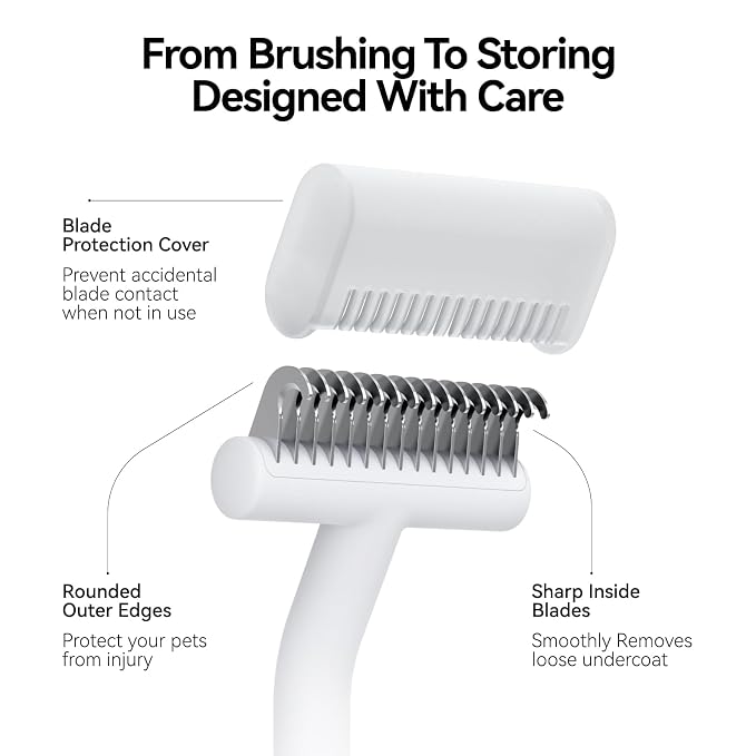 aumuca Dog & Cat Deshedding Brush – Pet Grooming Brush & Undercoat Rake for Long or Short Hair – Dematting Comb for Dogs, Cats, Matted Fur, Kitten, Puppy, Rabbit, Horse
