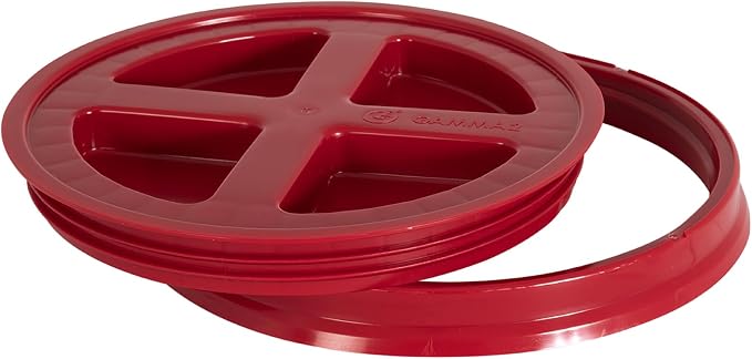 GAMMA2 Gamma Seal Lid - Pet Food Storage Container Lids - Fits 3.5, 5, 6, & 7 Gallon Buckets, Red, Made in USA