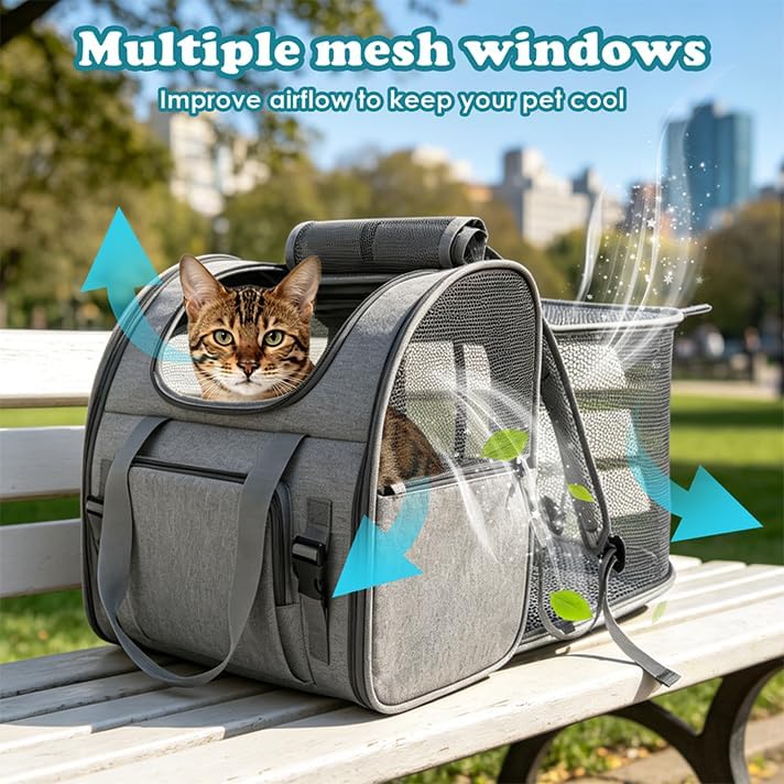 XIAPIA Cat Backpack Carrier, 16.5" Extra Wide Expandable Large Pet Carrier