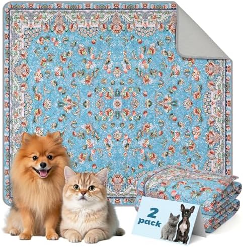 Washable Pee Pads for Dogs and Cats 2 Pack Reusable Puppy Training Pads 41"x36" Super Absorbent Waterproof Dog Training Pads, Non-Slip and Leak-Proof Whelping Pads for Pet Housebreaking Blue