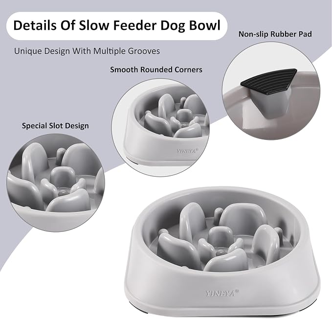 YINEYA Slow Feeder Dog Bowls, Pet Supplies That Slow Down Eating, Pet Food Bowls, Maze Dog Puzzle Feeder for Medium Breed