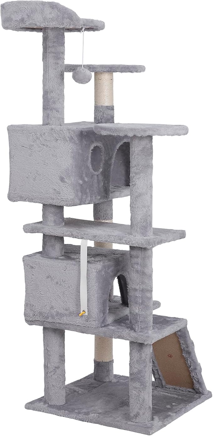 54 in Cat Tree Tower for Indoor Cats Multi-Level Cat Condo Cat Bed Furniture with Scratching Post Kittens Activity Center