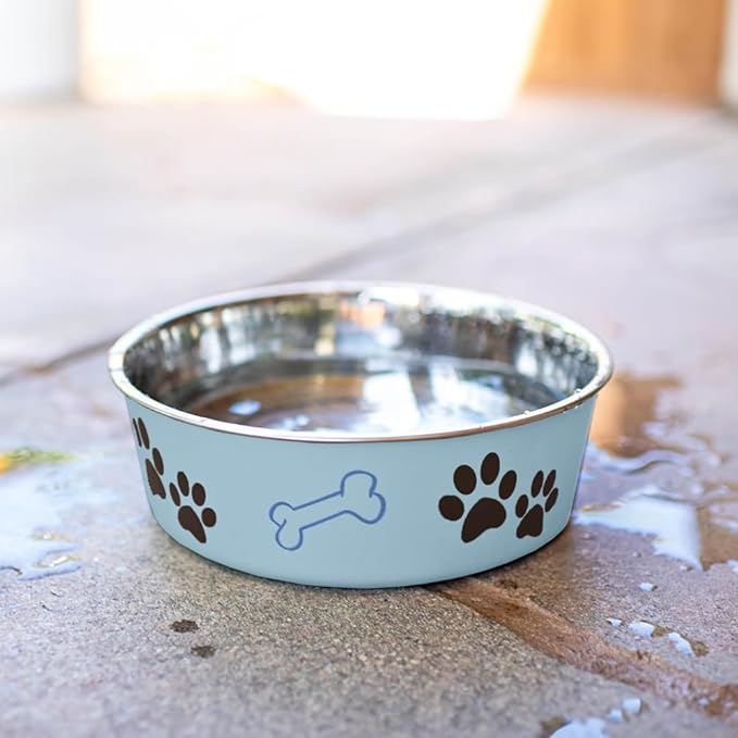 Loving Pets Bella Dog Bowls- Stainless Steel Dog & Cat Bowls - Spill Proof Dog Food Bowl, Cat Bowl, Puppy Essentials & Pet Supplies Great for Home & Travel (X-Large 65-100lbs, Murano Blue)