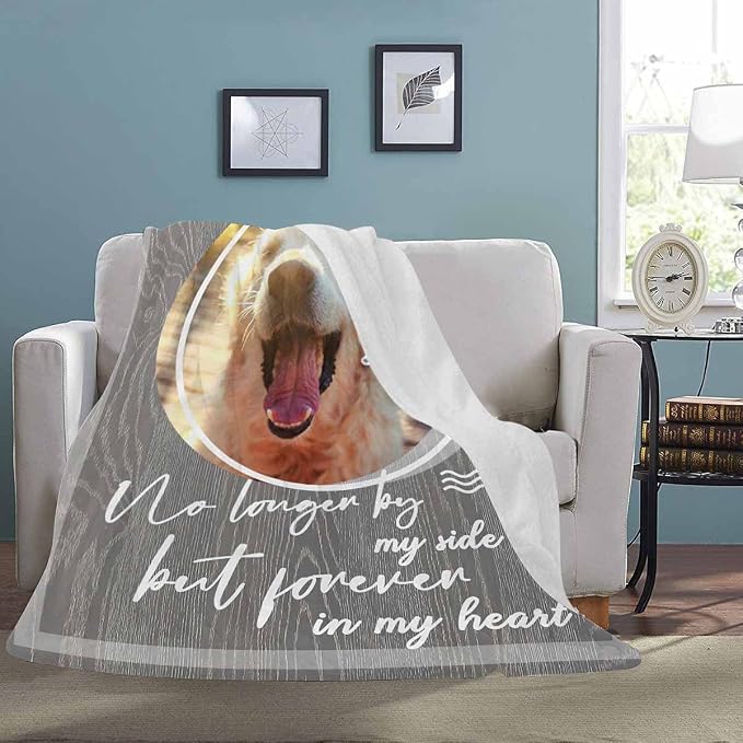 Custom Photo Blanket Best Memorial for Your Pets - Personalized Cozy Fleece Throws Blanket with Picture Upload for Dogs Cats Family Friends