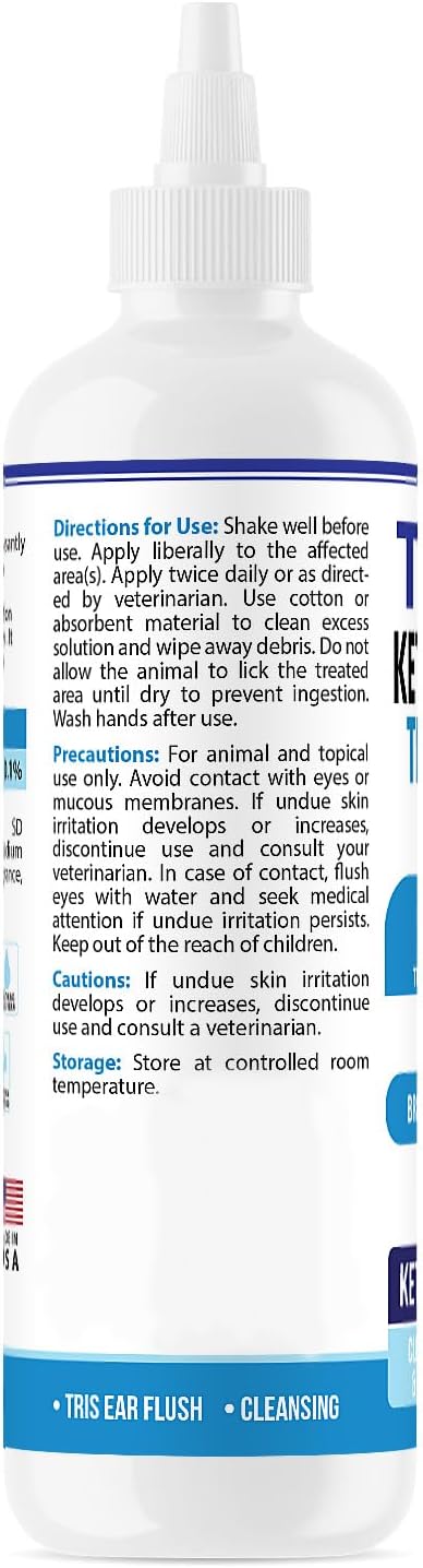 Truseb Cat & Dog Ear Infection Treatment Solution Flush – Medicated Ketoconazole TRIS with Trizmax EDTA (Tromethamine, Disodium Edta) Dog Ear Cleaner, Flush Wash (Ketoconazole Ear Infection Flush 24oz