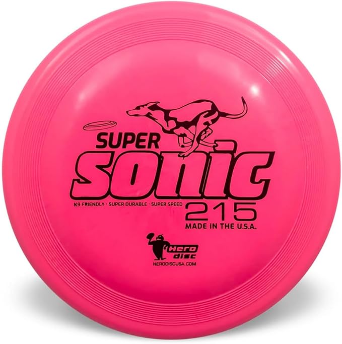 Hero Disc USA Hero SuperSonic 215 K9 Taffy Plastic Dog Frisbee, Outdoor Dog Toy and Pet Frisbee, Puncture Resistant Dog Flying Disc (Pink)