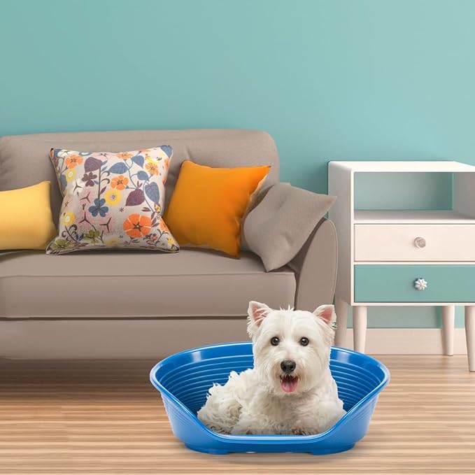 Ferplast Plastic Pet Bed for Cats and Small Dogs 61 x 45 x 21cm, Dove Grey | More hygiene, comfort and freshness with a ventilated, easy-clean design