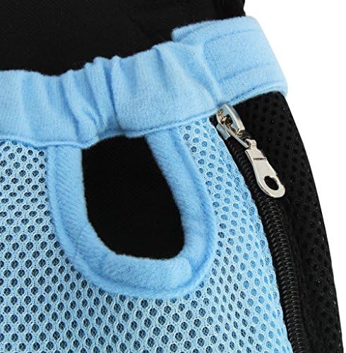 Pet Dog Puppy Cat Carrier Five Holes Backpack Double Shoulder Straps Mesh Front Chest Backpack Bag, M, Blue