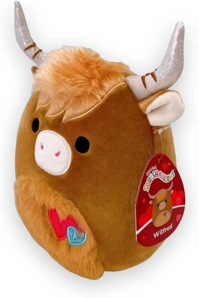 Squishmallow Official Kellytoy Collectible Plush Farm Squad Squishy Soft Animals Cows Pigs Chickens (Brown/Red, Wilfred Highland Cow, 8 Inch)
