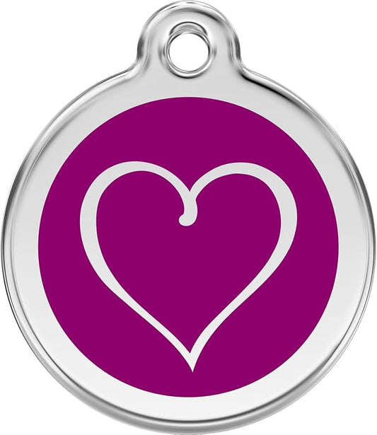 Red Dingo Personalized Tribal Heart Pet ID Dog Tag (Small Purple)