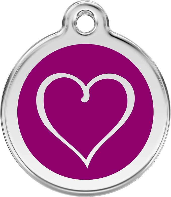 Red Dingo Personalized Tribal Heart Pet ID Dog Tag (Medium Purple)