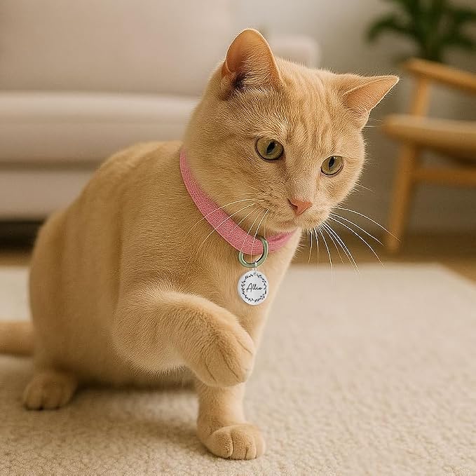 Ultra Joys Stainless Steel Pet ID Tag Dog Name Tags Personalized Front and Back Engraving, Customized Dog Tags and Cat Tag, Optional Engraved on Both Sides, Round Tag Vine Design 2, Silver Small