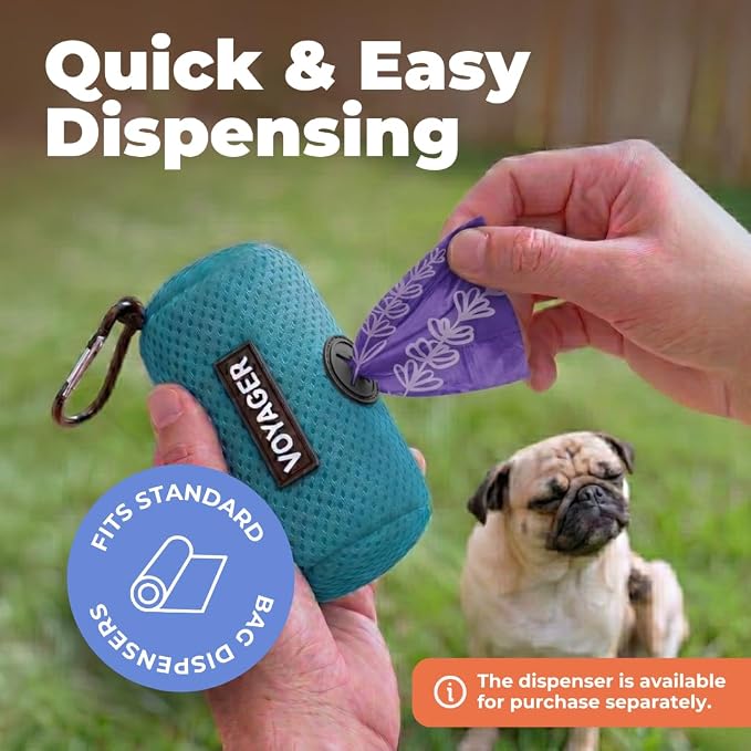 Best Pet Supplies Dog Poop Bags for Waste Refuse Cleanup, Doggy Roll Replacements for Outdoor Puppy Walking and Travel, Leak Proof and Tear Resistant, Thick Plastic - Purple (Scented), 240 Bags
