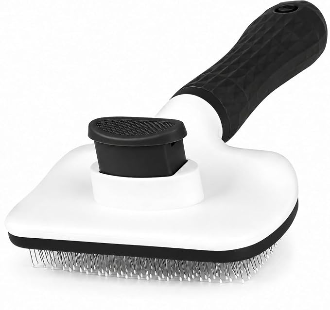 Self-Cleaning Slicker Brush, Dog Cat Bunny Pet Grooming Shedding Brush, Easy to Remove Loose Undercoat, Pet Massaging Tool Suitable for Pets with Long or Short Hair (Black)