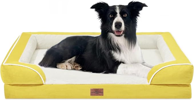 Comfort Expression Orthopedic Dog Beds for Large Sized Dog with Bolster | Waterproof Dog Couch Bed with Washable Cover & Non-Slip Bottom, Supportive Egg Crate Foam Large Pet Bed, 36x27 Inch