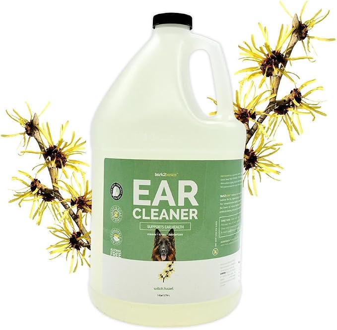 Bark 2 Basics Dog Ear Cleaner, 1 Gallon - All Natural, Witch Hazel, Gentle Aloe Vera and Chamomile Extract Base, Breaks Through Tough Wax and Debris, Soap-Free | Ready to Use Pet Ear Wax Removal Rinse, Cleans Wax and Debris, Witch Hazel and Aloe Vera, ...