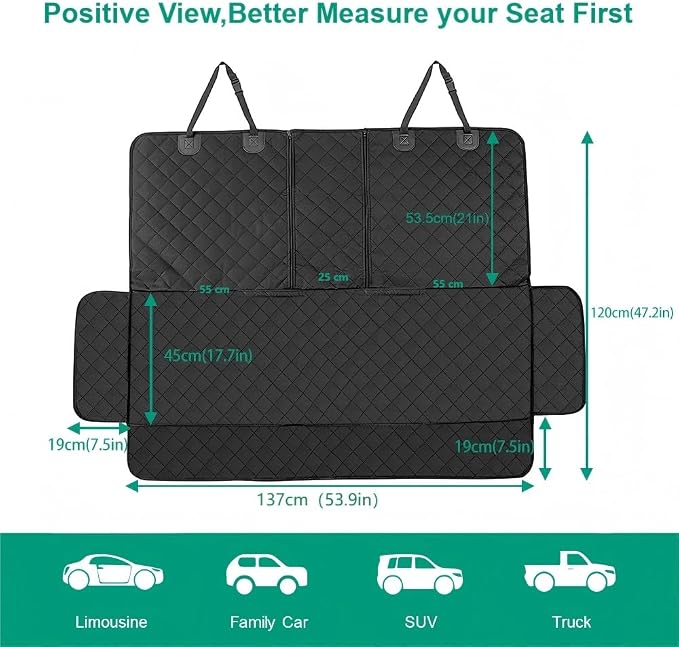 ANOSOSPECIAL Dog Car Seat Cover for Back Seat Cover,Non Stick Fur Rear Seat Protector for Pet,Nonslip Waterproof Durable Universal Fit Interior Backseat Covers for Auto Van SUV