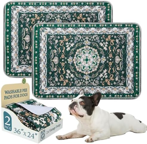 Homimp Washable Pee Pads for Dogs, 2 Pack Reusable Puppy Pads Waterproof, Absorbent and Leakproof Dog Pee Pads, Non Slip Puppy Training Pads, Pet Mat for Floor, Crate, Couch, Whelping,Green, 24"x36"