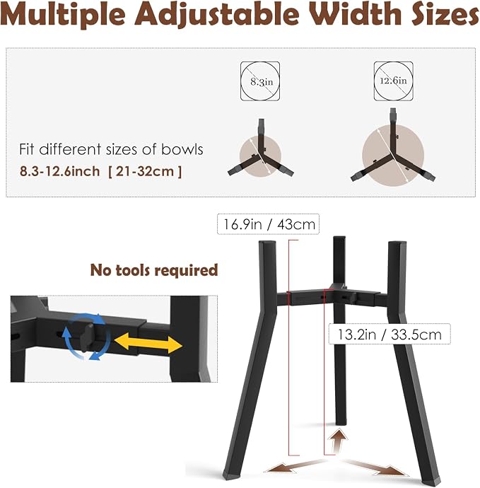 SHAINFUN Raised Dog Bowl Stand, Adjustable Width 8.3-12.6", Single Elevated Food Water Holder, Bowl Not Included
