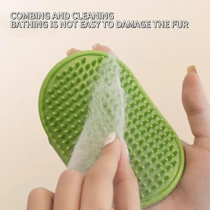 Pet Grooming Gloves & Brush Kit – 2-in-1 – Dog Washing Gloves Deshedding and Bathing Set for Dogs & Cats – Soft, Heat-Resistant, Easy to Clean – Massage Gloves & Scrubber Brush for Pets