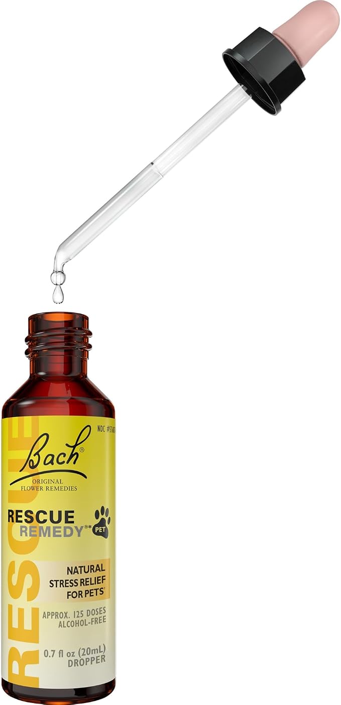 Rescue Remedy Pet Dropper - 20mL - Stress & Tension Support for Dogs & Cats with Bach Natural Flower Essences - Sedative-Free, Homeopathic Liquid Formula - For All Breeds, Ages & Weights